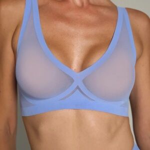 Elegant Light Blue Mesh Bralette